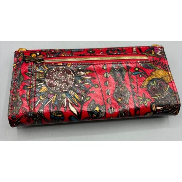 Sakroots Red Boho Wallet Coated Canvas Tri-Fold - Picture 7 of 8